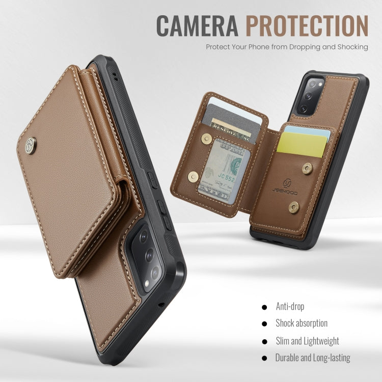 For Samsung Galaxy S20 FE JEEHOOD J05 Business Magnetic Style RFID Leather Phone Case