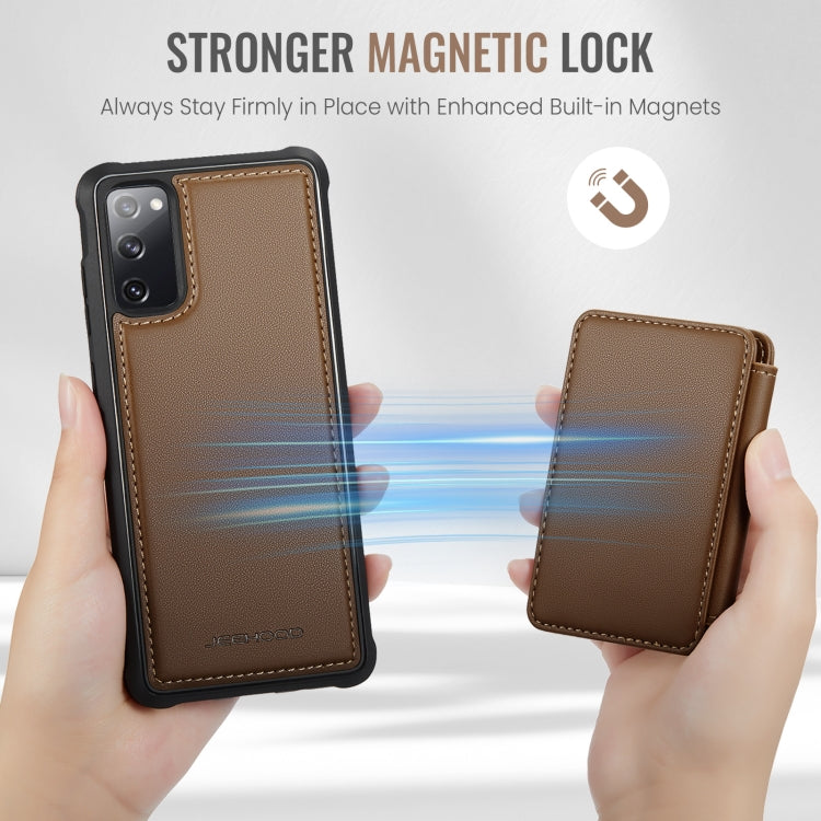 For Samsung Galaxy S20 FE JEEHOOD J05 Business Magnetic Style RFID Leather Phone Case