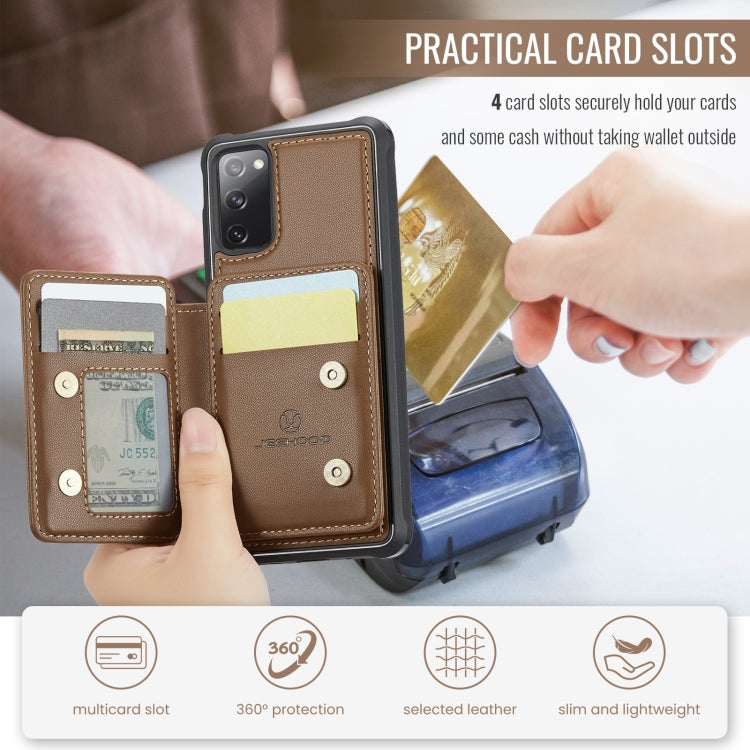 For Samsung Galaxy S20 FE JEEHOOD J05 Business Magnetic Style RFID Leather Phone Case