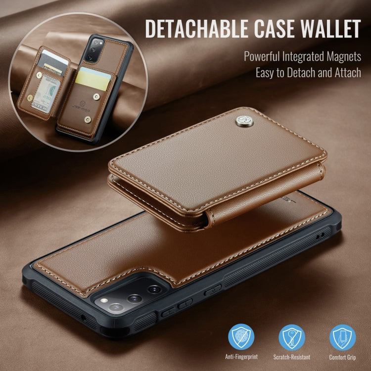 For Samsung Galaxy S20 FE JEEHOOD J05 Business Magnetic Style RFID Leather Phone Case