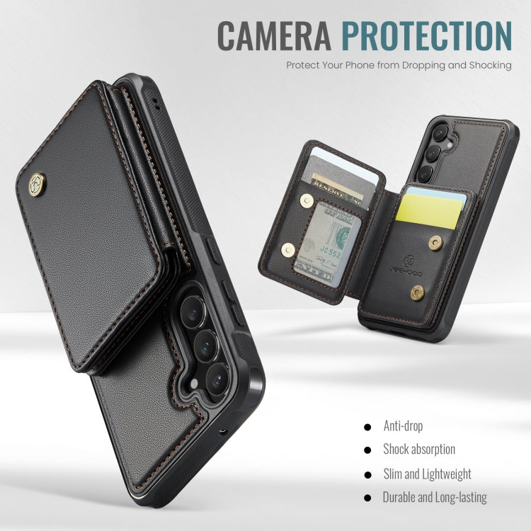 For Samsung Galaxy S23 FE 5G JEEHOOD J05 Business Magnetic Style RFID Leather Phone Case