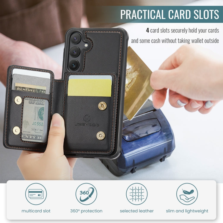For Samsung Galaxy S23 FE 5G JEEHOOD J05 Business Magnetic Style RFID Leather Phone Case