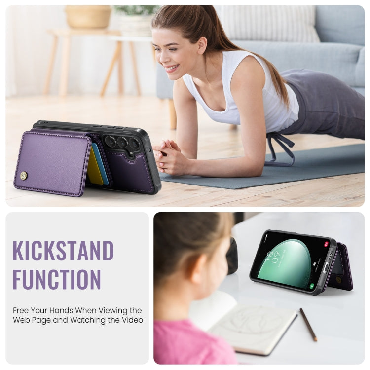 For Samsung Galaxy S23 FE 5G JEEHOOD J05 Business Magnetic Style RFID Leather Phone Case