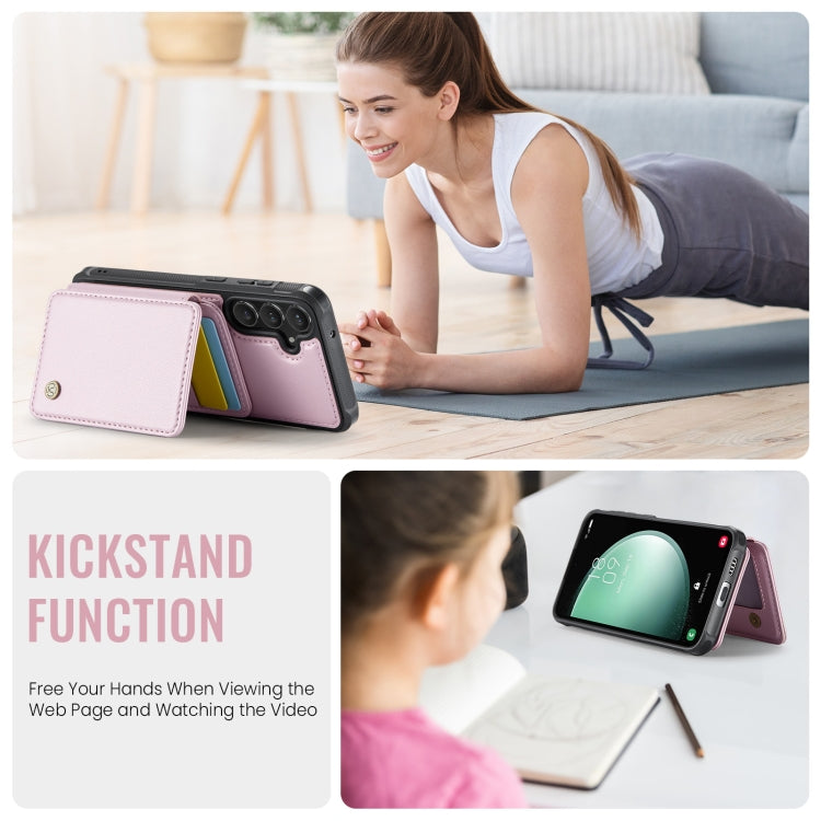 For Samsung Galaxy S23 FE 5G JEEHOOD J05 Business Magnetic Style RFID Leather Phone Case