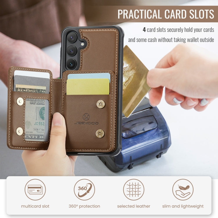 For Samsung Galaxy S23 FE 5G JEEHOOD J05 Business Magnetic Style RFID Leather Phone Case