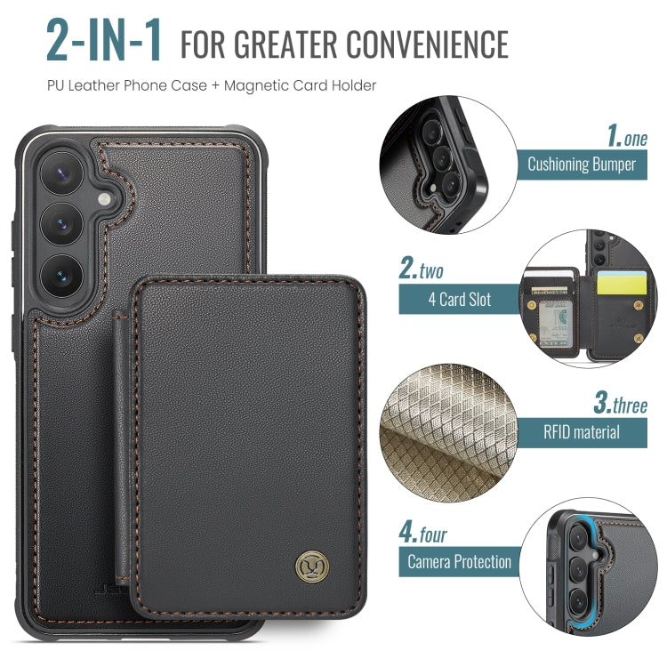 For Samsung Galaxy S24 FE 5G JEEHOOD J05 Business Magnetic Style RFID Leather Phone Case