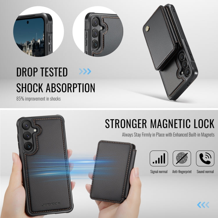 For Samsung Galaxy S24 FE 5G JEEHOOD J05 Business Magnetic Style RFID Leather Phone Case