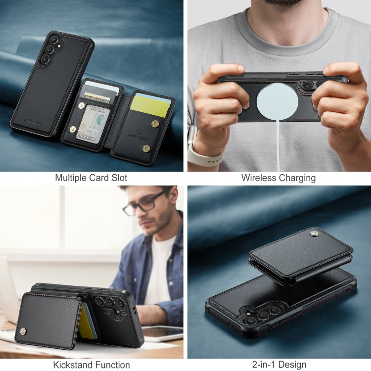For Samsung Galaxy S24 FE 5G JEEHOOD J05 Business Magnetic Style RFID Leather Phone Case