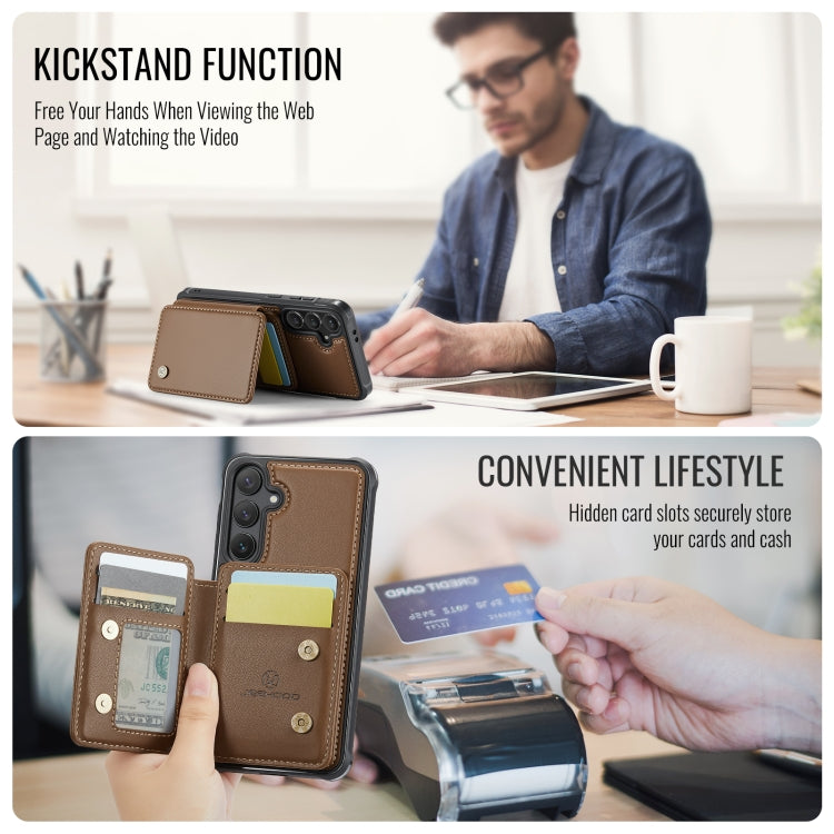 For Samsung Galaxy S24 FE 5G JEEHOOD J05 Business Magnetic Style RFID Leather Phone Case