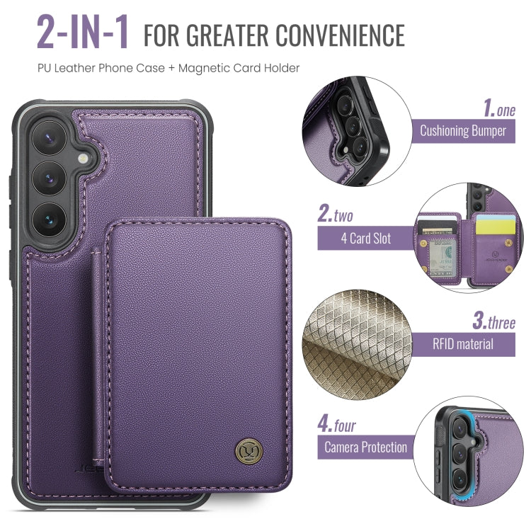 For Samsung Galaxy S24 FE 5G JEEHOOD J05 Business Magnetic Style RFID Leather Phone Case