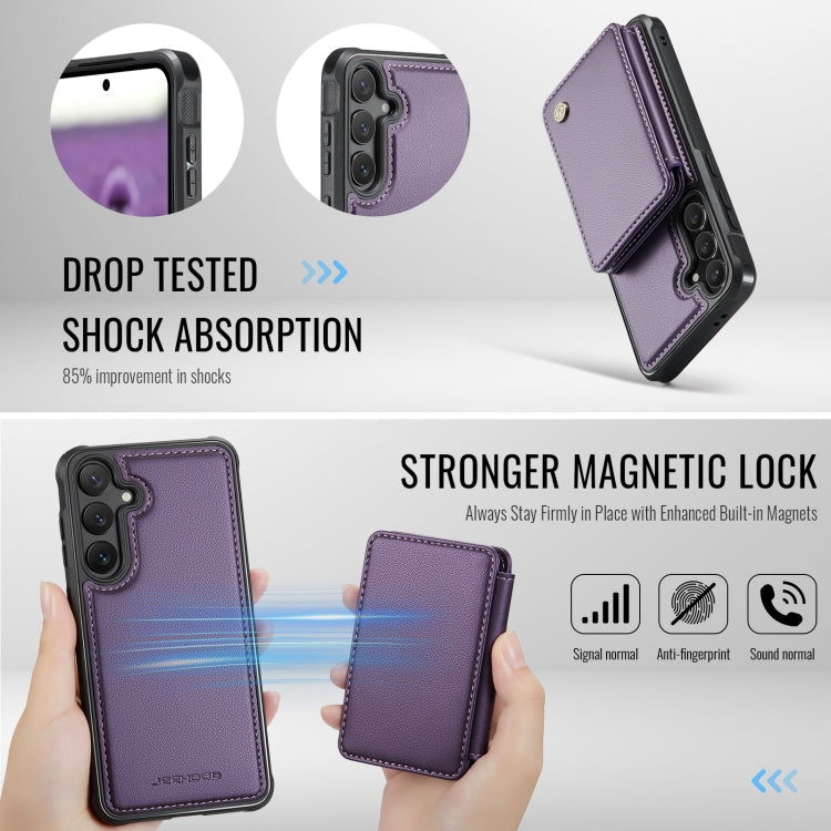 For Samsung Galaxy S24 FE 5G JEEHOOD J05 Business Magnetic Style RFID Leather Phone Case