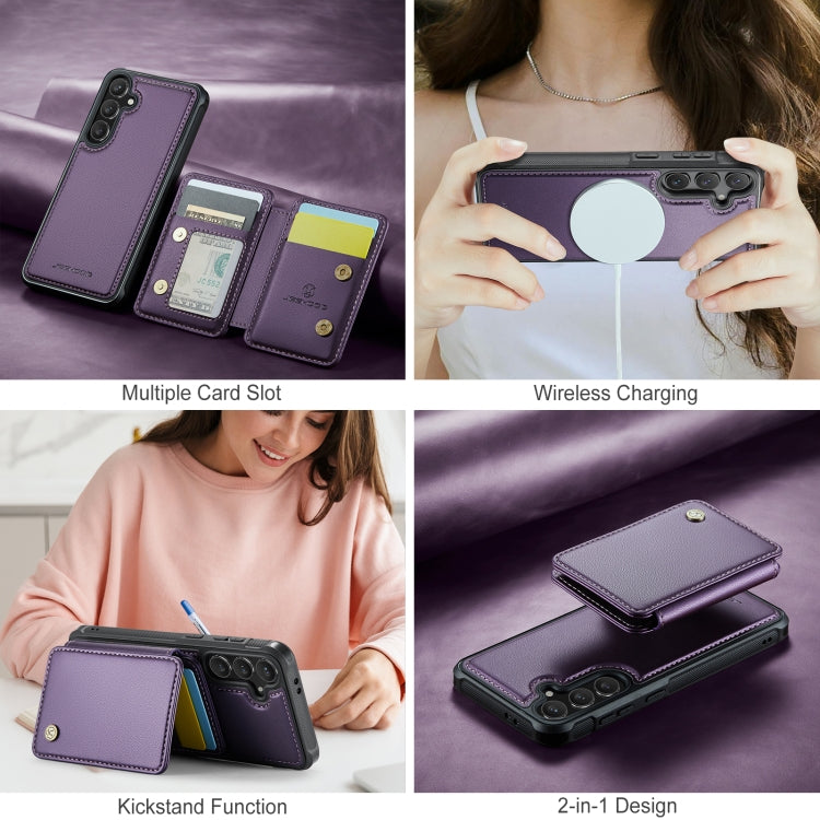 For Samsung Galaxy S24 FE 5G JEEHOOD J05 Business Magnetic Style RFID Leather Phone Case