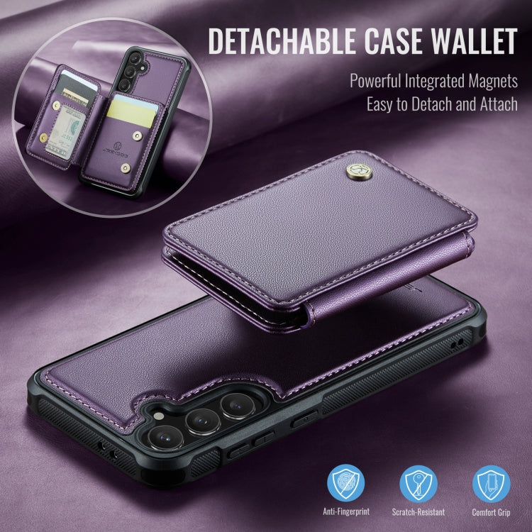 For Samsung Galaxy S24 FE 5G JEEHOOD J05 Business Magnetic Style RFID Leather Phone Case