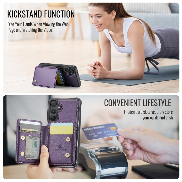 For Samsung Galaxy S24 FE 5G JEEHOOD J05 Business Magnetic Style RFID Leather Phone Case