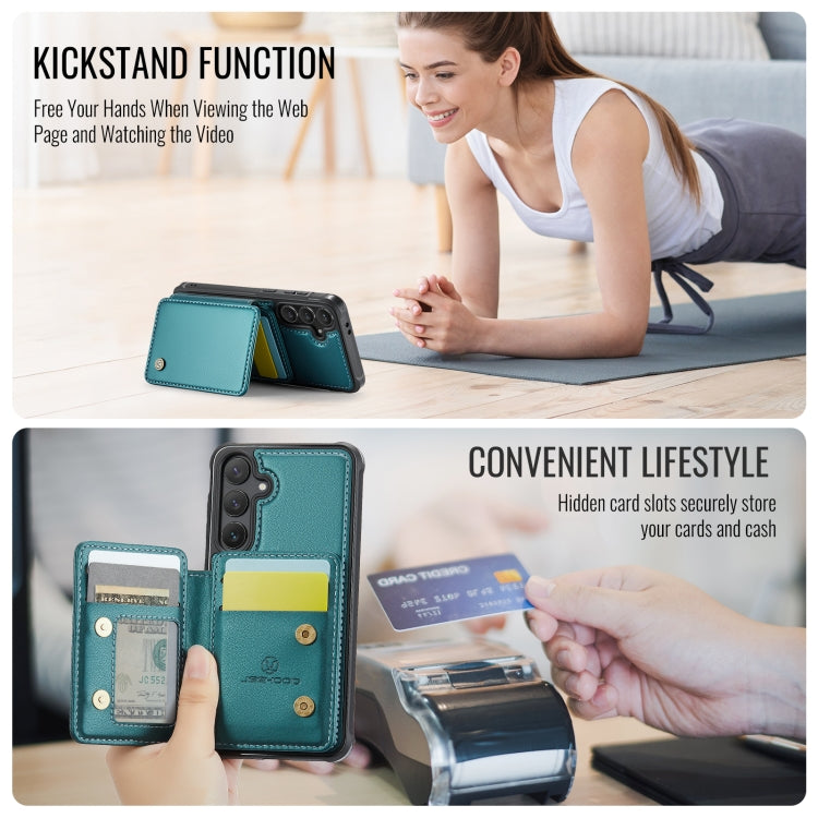 For Samsung Galaxy S24 FE 5G JEEHOOD J05 Business Magnetic Style RFID Leather Phone Case