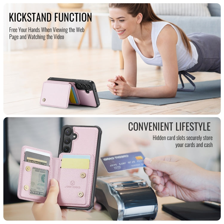 For Samsung Galaxy S24 FE 5G JEEHOOD J05 Business Magnetic Style RFID Leather Phone Case