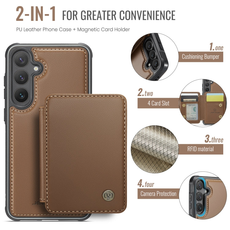 For Samsung Galaxy S24 FE 5G JEEHOOD J05 Business Magnetic Style RFID Leather Phone Case