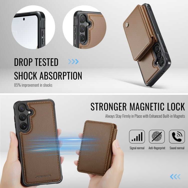 For Samsung Galaxy S24 FE 5G JEEHOOD J05 Business Magnetic Style RFID Leather Phone Case