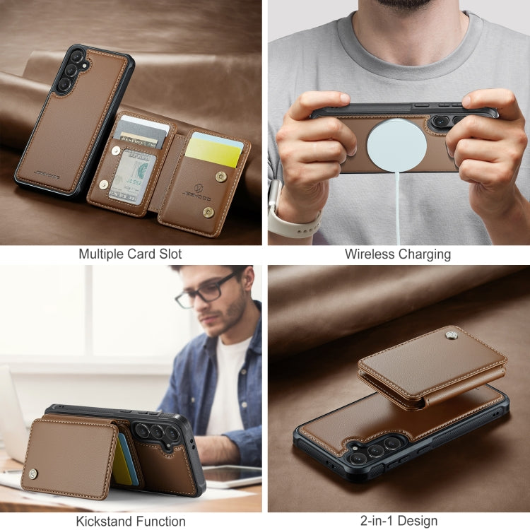 For Samsung Galaxy S24 FE 5G JEEHOOD J05 Business Magnetic Style RFID Leather Phone Case