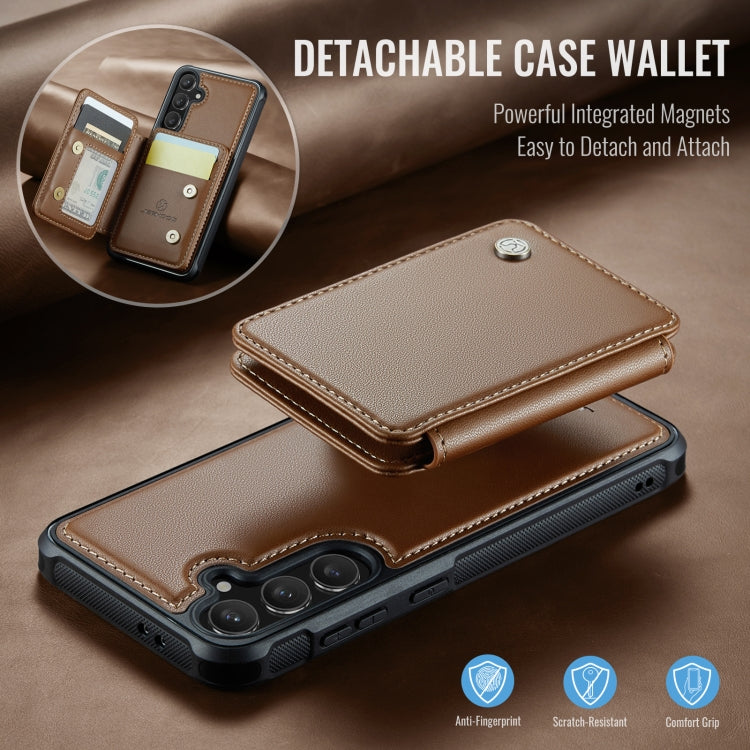 For Samsung Galaxy S24 FE 5G JEEHOOD J05 Business Magnetic Style RFID Leather Phone Case