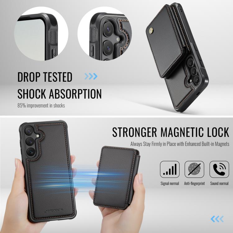 For Samsung Galaxy S25+ 5G JEEHOOD J05 Business Magnetic Style RFID Leather Phone Case