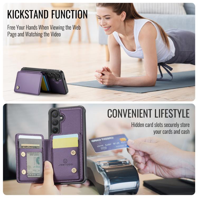 For Samsung Galaxy S25+ 5G JEEHOOD J05 Business Magnetic Style RFID Leather Phone Case