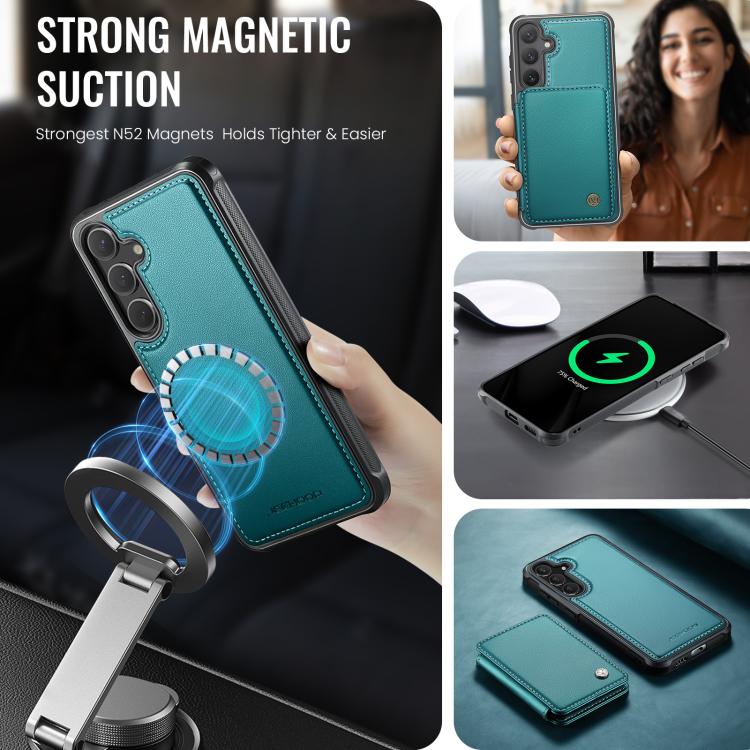 For Samsung Galaxy S25+ 5G JEEHOOD J05 Business Magnetic Style RFID Leather Phone Case