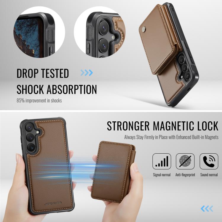 For Samsung Galaxy S25+ 5G JEEHOOD J05 Business Magnetic Style RFID Leather Phone Case