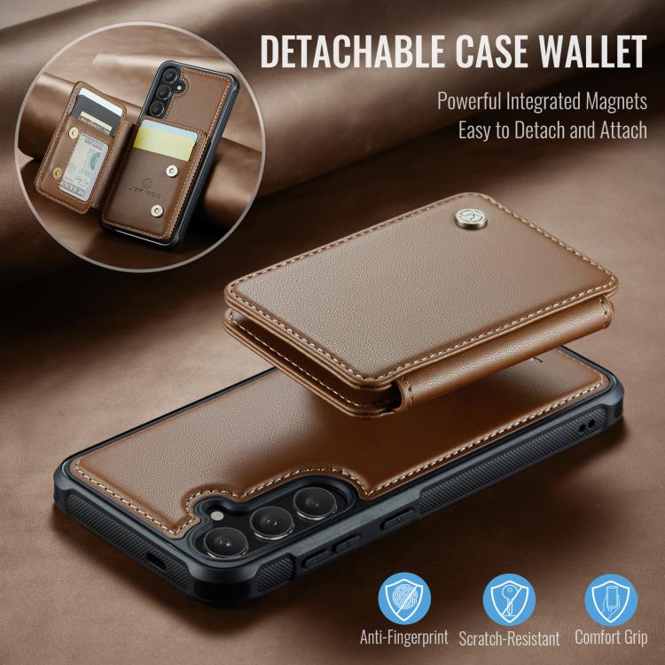 For Samsung Galaxy S25+ 5G JEEHOOD J05 Business Magnetic Style RFID Leather Phone Case