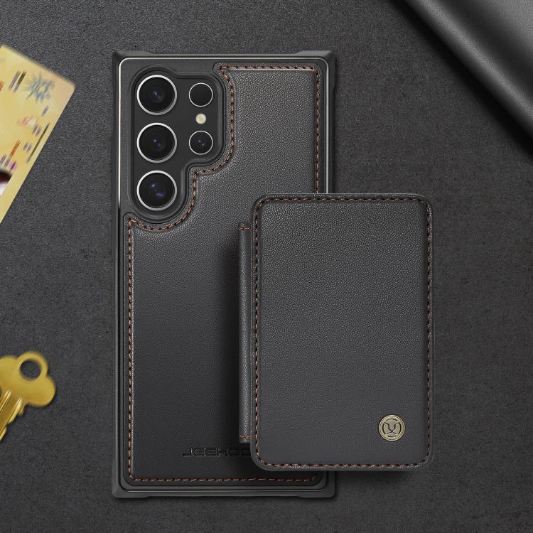 For Samsung Galaxy S25 Ultra 5G JEEHOOD J05 Business Magnetic Style RFID Leather Phone Case