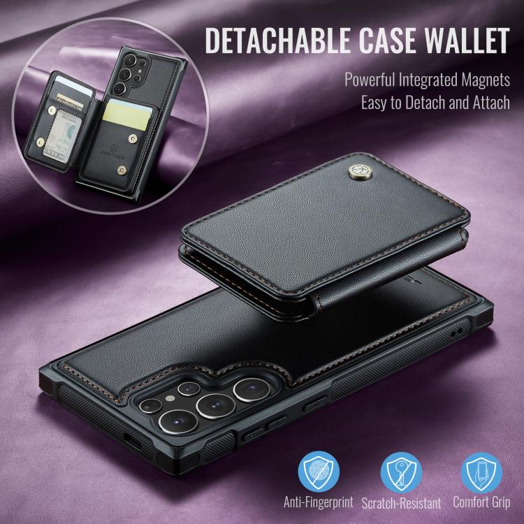 For Samsung Galaxy S25 Ultra 5G JEEHOOD J05 Business Magnetic Style RFID Leather Phone Case