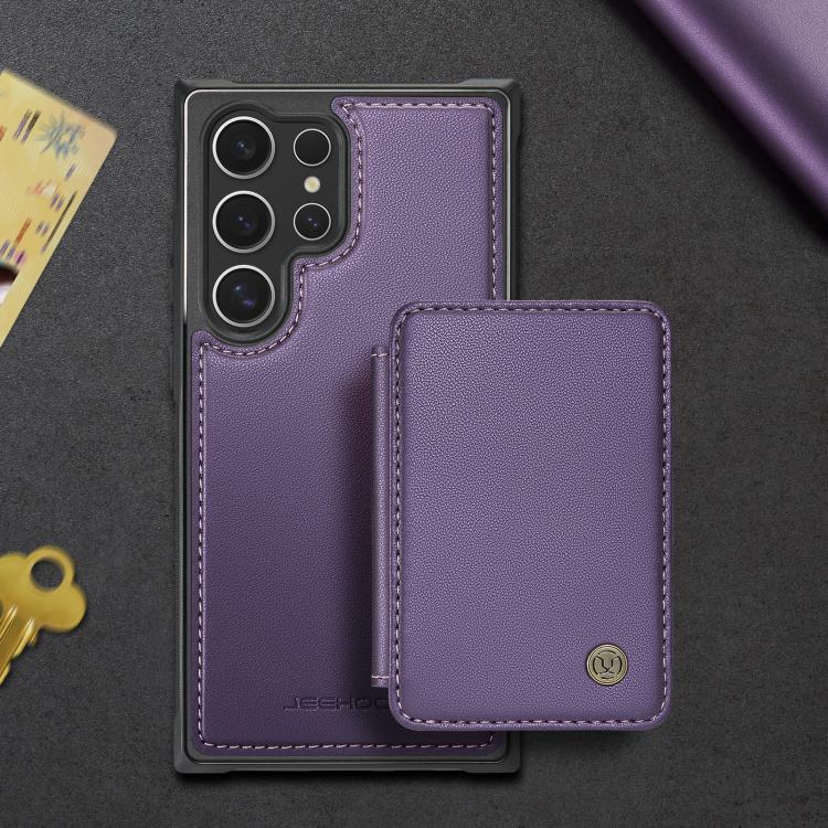 For Samsung Galaxy S25 Ultra 5G JEEHOOD J05 Business Magnetic Style RFID Leather Phone Case