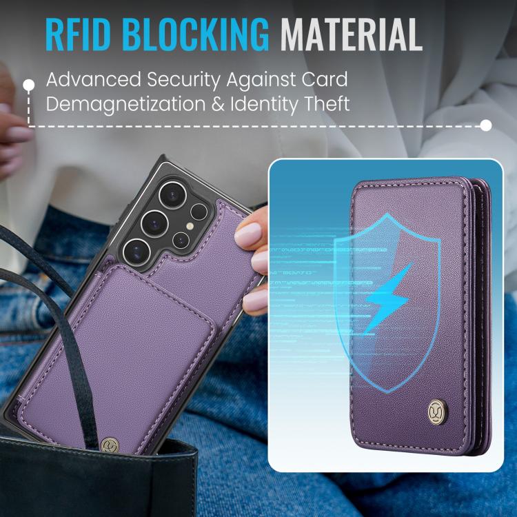 For Samsung Galaxy S25 Ultra 5G JEEHOOD J05 Business Magnetic Style RFID Leather Phone Case