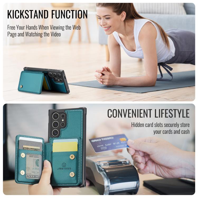 For Samsung Galaxy S25 Ultra 5G JEEHOOD J05 Business Magnetic Style RFID Leather Phone Case