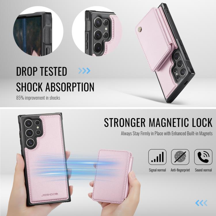 For Samsung Galaxy S25 Ultra 5G JEEHOOD J05 Business Magnetic Style RFID Leather Phone Case