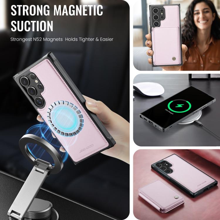 For Samsung Galaxy S25 Ultra 5G JEEHOOD J05 Business Magnetic Style RFID Leather Phone Case