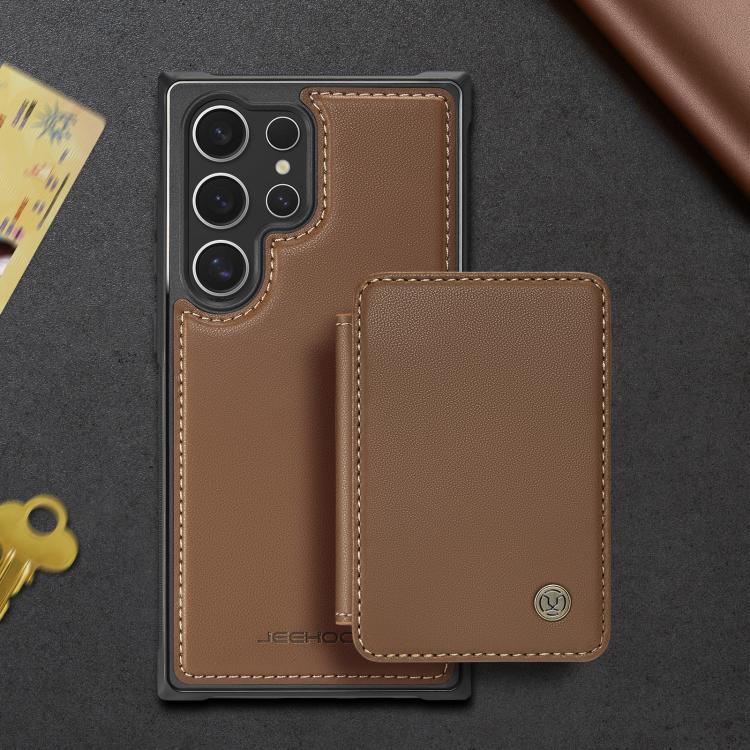 For Samsung Galaxy S25 Ultra 5G JEEHOOD J05 Business Magnetic Style RFID Leather Phone Case