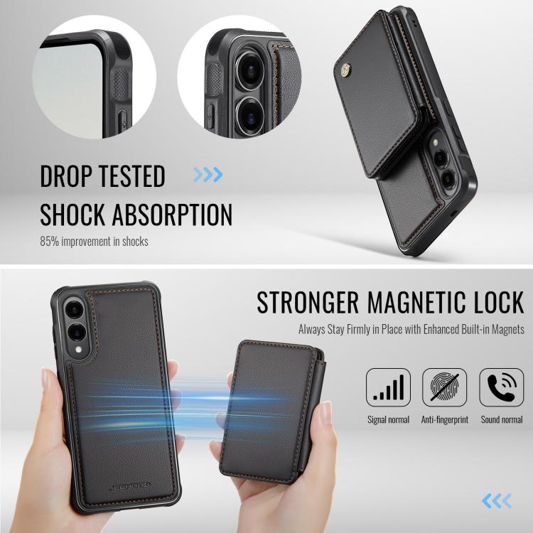 For Samsung Galaxy S25 Edge 5G JEEHOOD J05 Business Magnetic Style RFID Leather Phone Case