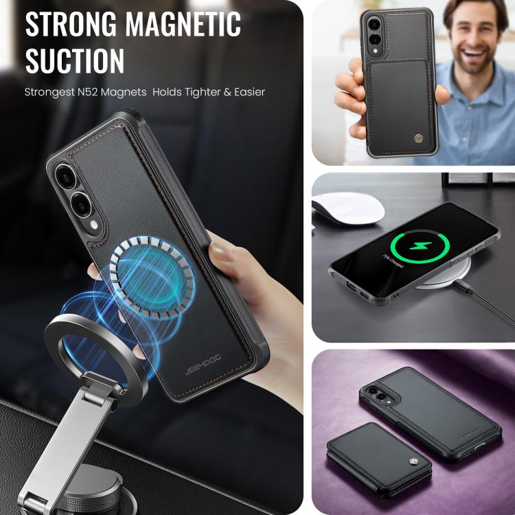 For Samsung Galaxy S25 Edge 5G JEEHOOD J05 Business Magnetic Style RFID Leather Phone Case