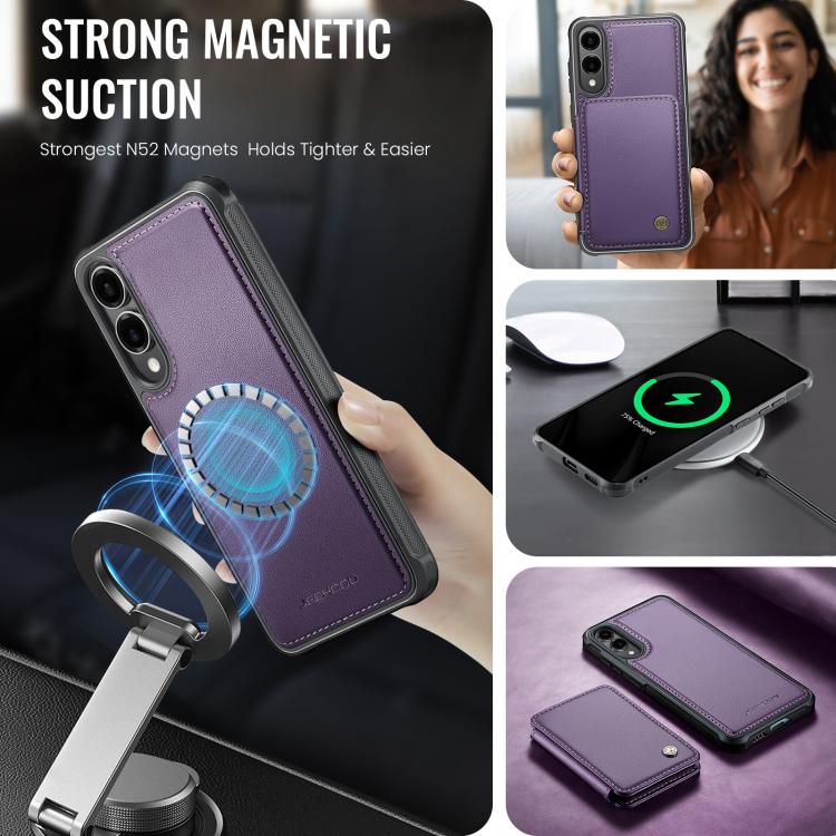 For Samsung Galaxy S25 Edge 5G JEEHOOD J05 Business Magnetic Style RFID Leather Phone Case