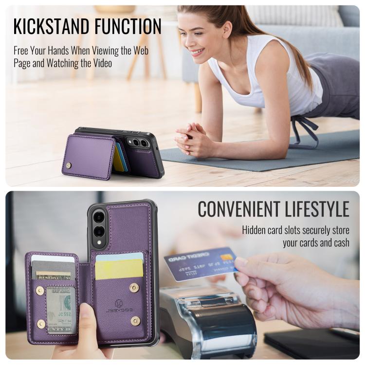 For Samsung Galaxy S25 Edge 5G JEEHOOD J05 Business Magnetic Style RFID Leather Phone Case