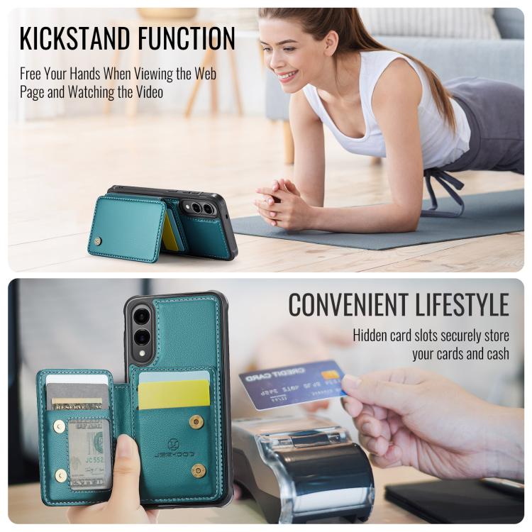 For Samsung Galaxy S25 Edge 5G JEEHOOD J05 Business Magnetic Style RFID Leather Phone Case