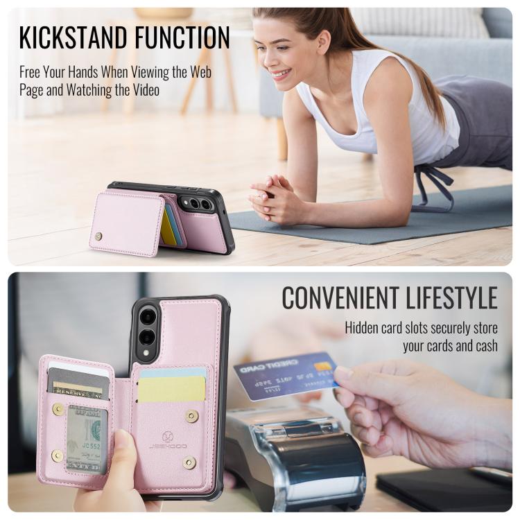 For Samsung Galaxy S25 Edge 5G JEEHOOD J05 Business Magnetic Style RFID Leather Phone Case