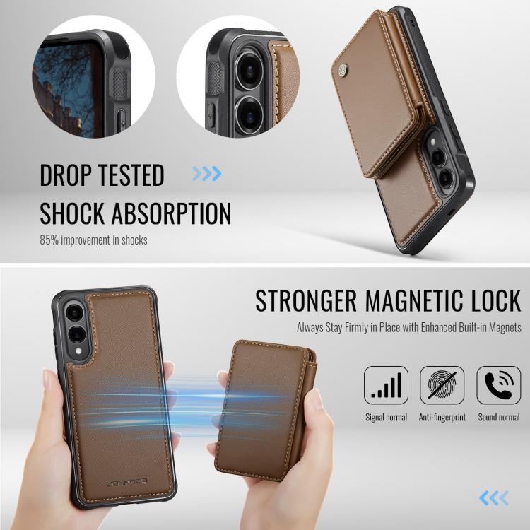 For Samsung Galaxy S25 Edge 5G JEEHOOD J05 Business Magnetic Style RFID Leather Phone Case