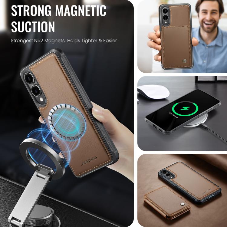 For Samsung Galaxy S25 Edge 5G JEEHOOD J05 Business Magnetic Style RFID Leather Phone Case