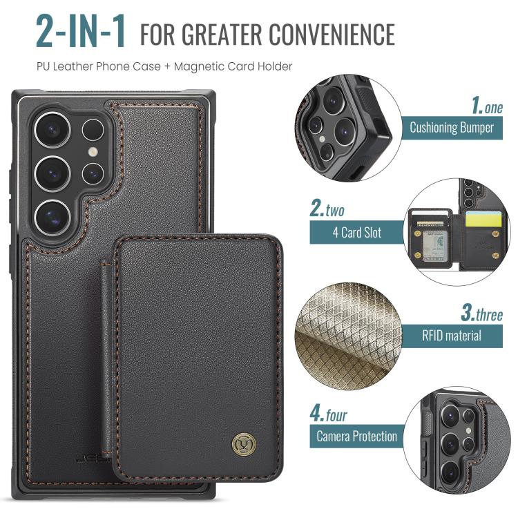 For Samsung Galaxy S26 Ultra 5G JEEHOOD J05 Business Magnetic Style RFID Leather Phone Case