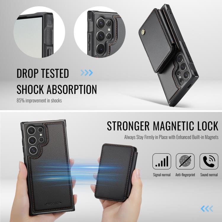 For Samsung Galaxy S26 Ultra 5G JEEHOOD J05 Business Magnetic Style RFID Leather Phone Case