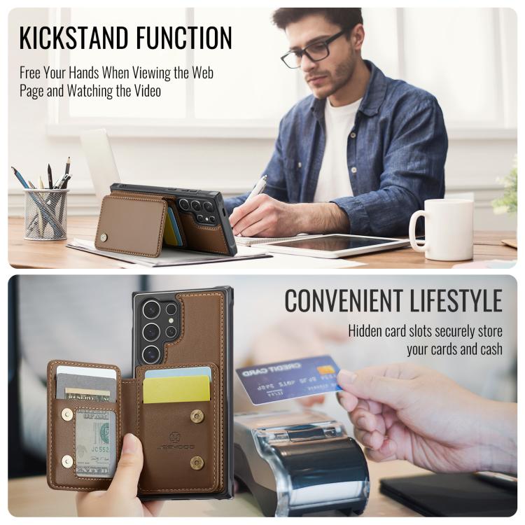 For Samsung Galaxy S26 Ultra 5G JEEHOOD J05 Business Magnetic Style RFID Leather Phone Case
