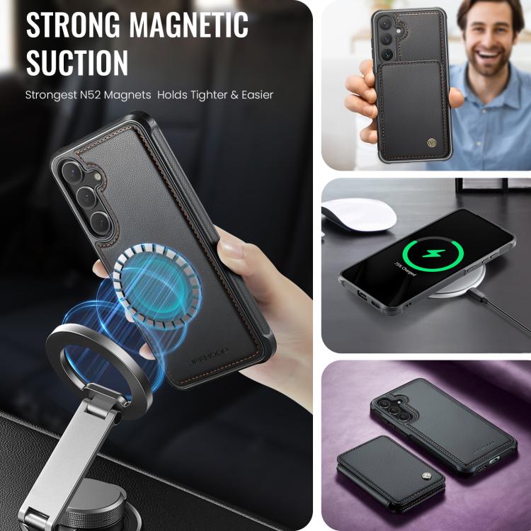 For Samsung Galaxy S26 5G JEEHOOD J05 Business Magnetic Style RFID Leather Phone Case