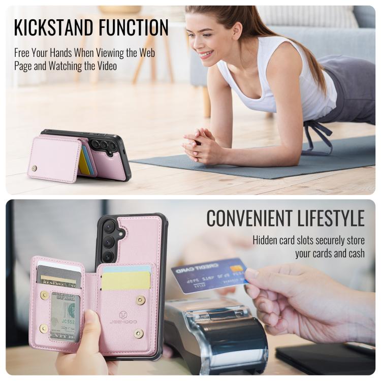 For Samsung Galaxy S26 5G JEEHOOD J05 Business Magnetic Style RFID Leather Phone Case